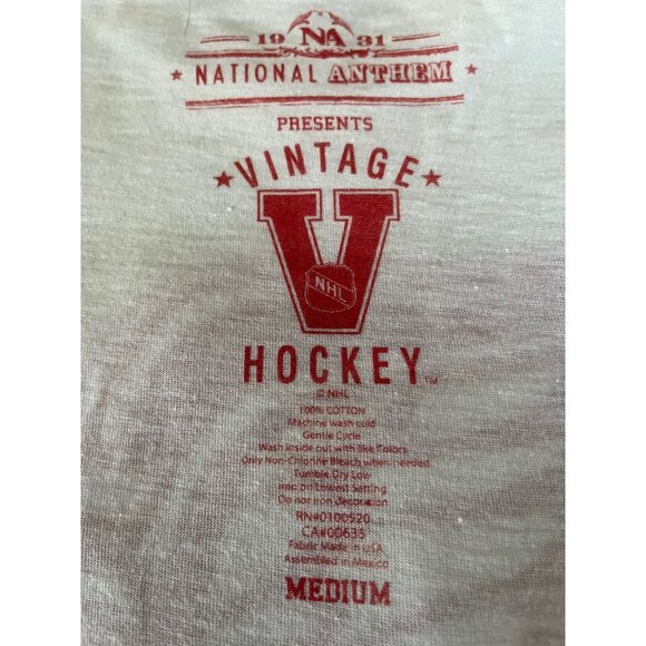 Vtg Women's Detroit Red Wings Hockey White Red T-Shirt 1931 National Anthem Pres - Picture 6 of 9